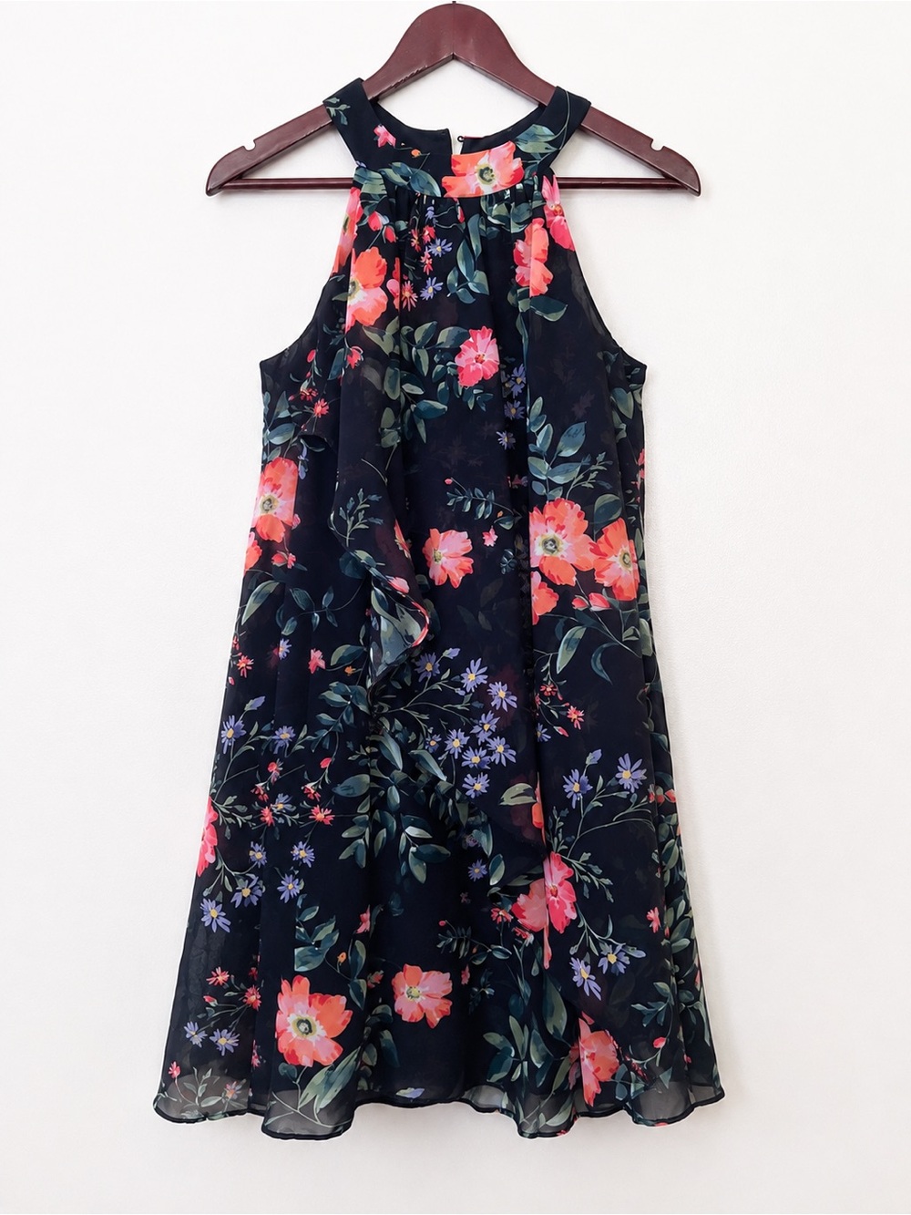 Vince Camuto Floral Chiffon Overlay Dress Size 6 NWOT